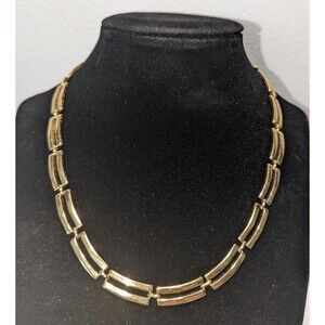 Monet Gold Tone Bar Link Vintage Necklace